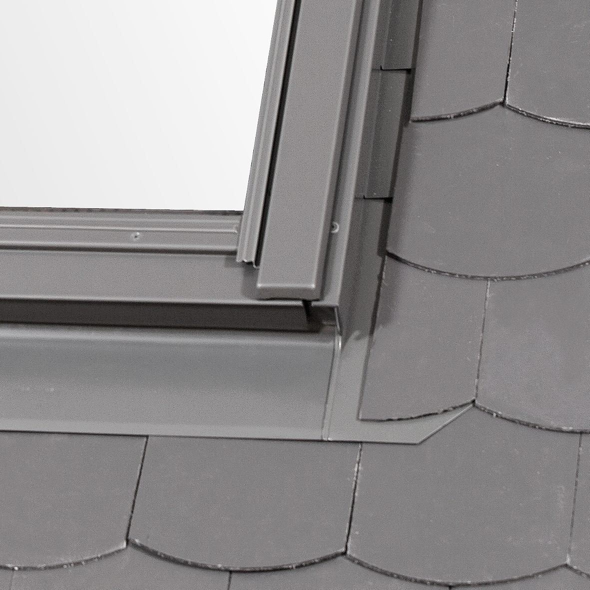 Slate flashing on corner of window
